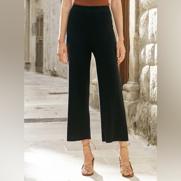 Peruvian Connection Pants - Peruvian  Connection Prima cotton wide leg crop trouser pant black medium